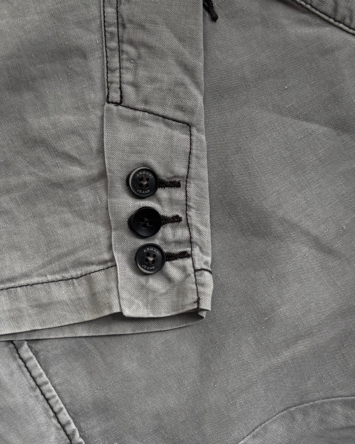 【SIZE : M-L】 ARMANI JEANS Garment-Dyed Linen Field Jacket / Light Grey