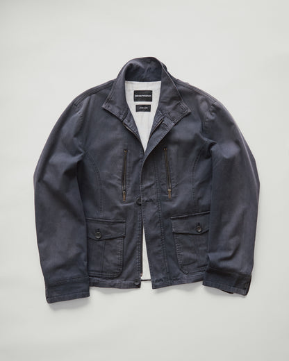 【Size L】2010s EMPORIO ARMANI JOSH LINE Washed Cotton Deconstructed Blouson / Faded Navy