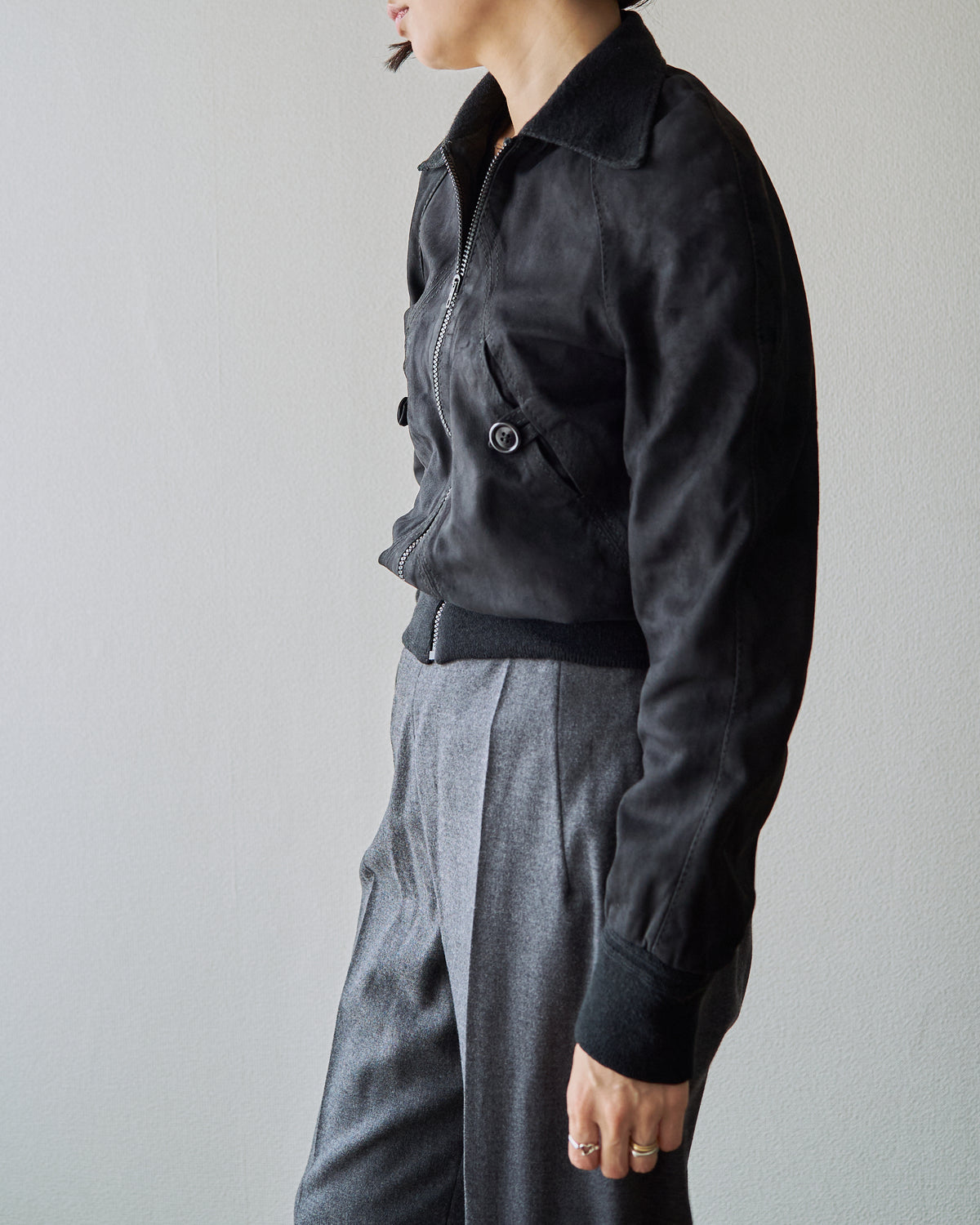 【SIZE XS】ITALIAN SUEDE SHORT BLOUSON / Black