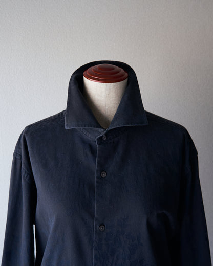 【Size L】〜00's BANANA REPUBLIC Botanical Jacquard Cotton Shirt / Black
