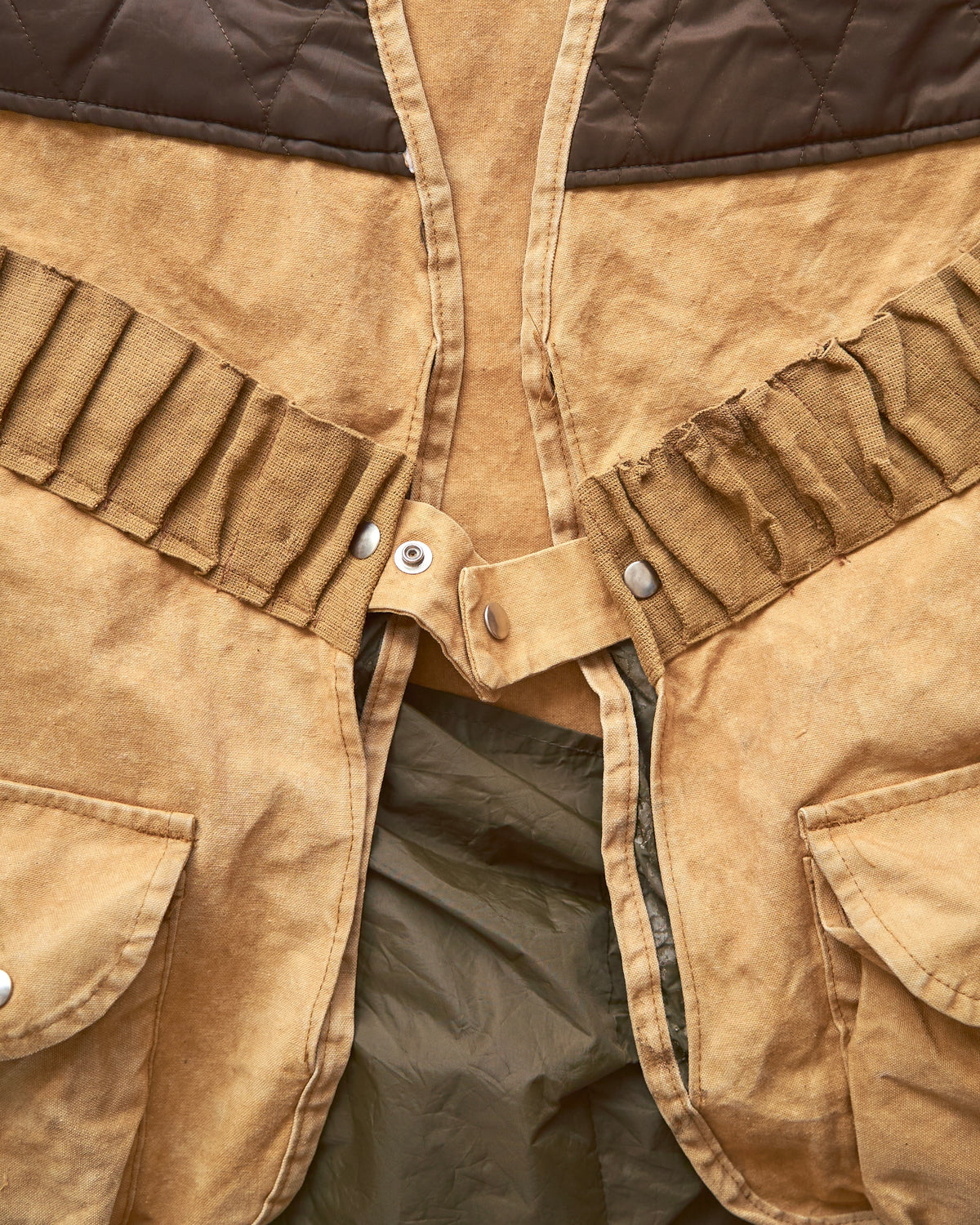 【SIZE M】70s US Cotton Duck Quilted-Yoke Hunting Vest / Tan