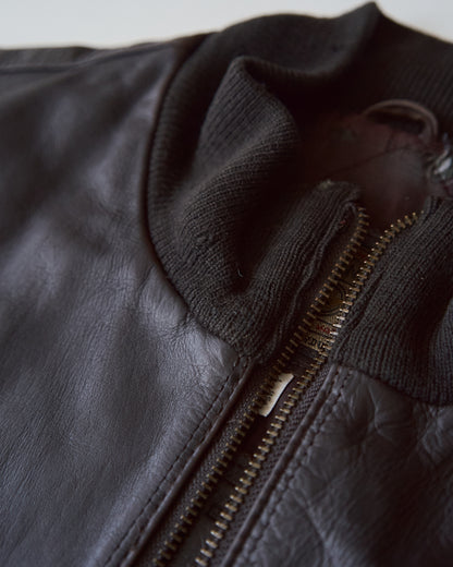 【SIZE L】-90s ARMANI JEANS  Leather Flight Bomber Jacket / Brown