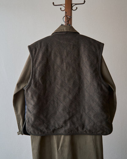 【SIZE L】HUGO BOSS Leather & Wool Panel Quilted Gilet / Black
