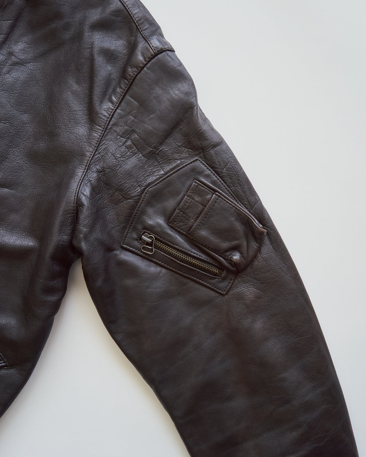 【SIZE L】-90s ARMANI JEANS  Leather Flight Bomber Jacket / Brown