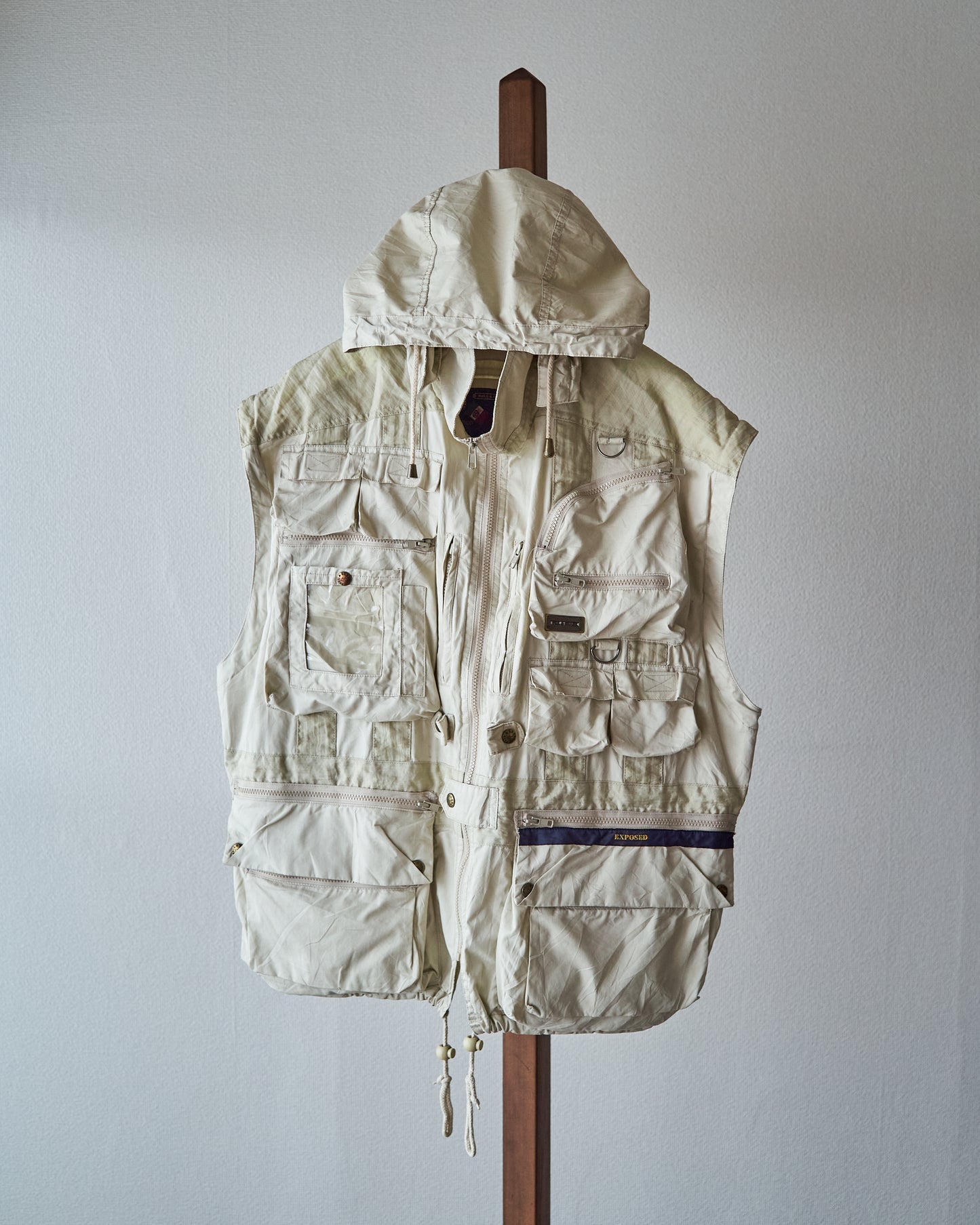 90-00s PAUL & SHARK Cotton Multi-Pocket Detachable-Sleeve Photographer Jacket / Ecru