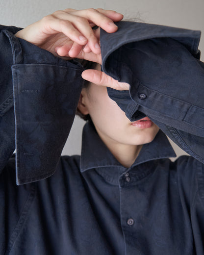 【Size L】〜00's BANANA REPUBLIC Botanical Jacquard Cotton Shirt / Black