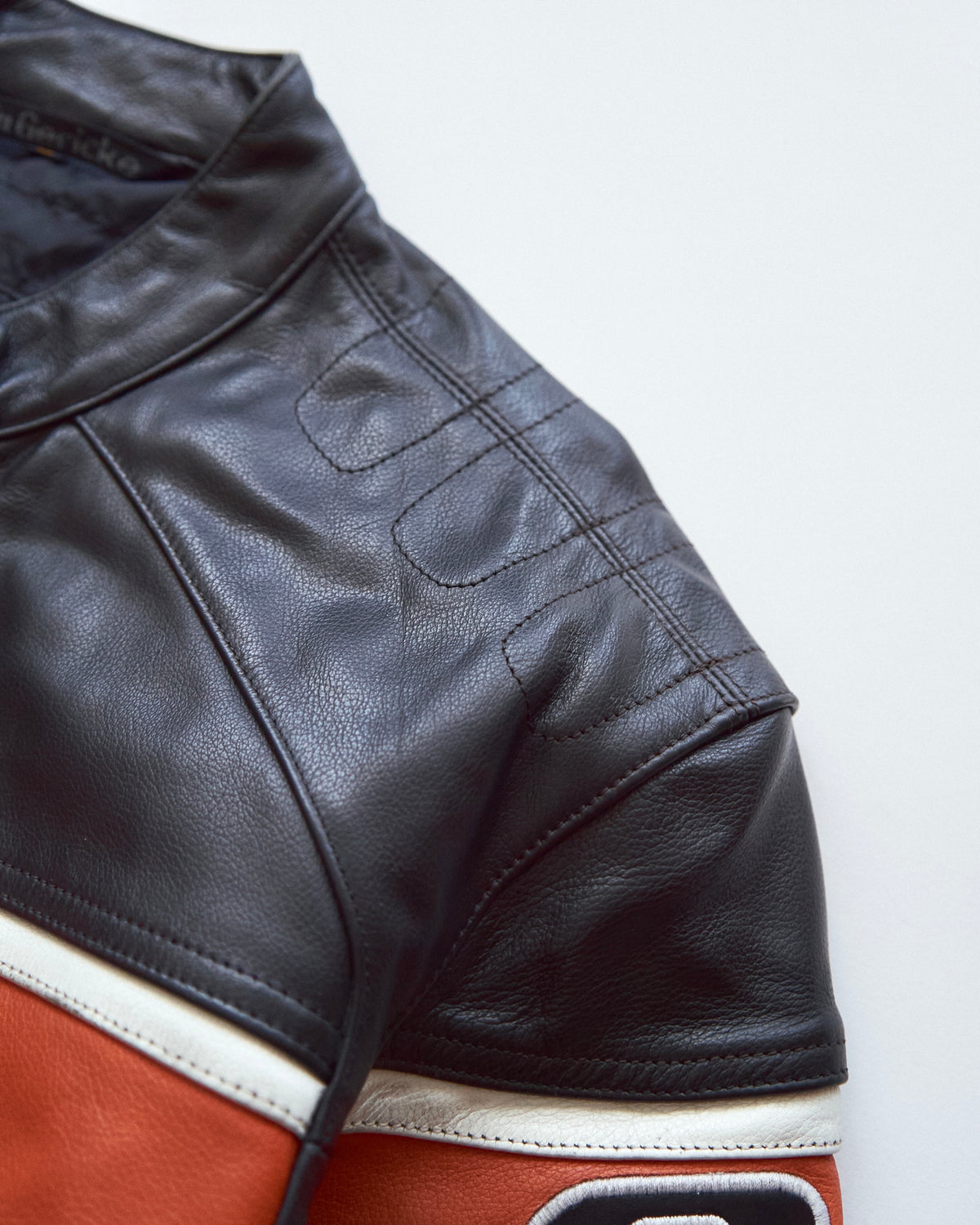 【SIZE S-M】80-90s HEIN GERICKE Colorblock Leather Racing Jacket / Black Orange