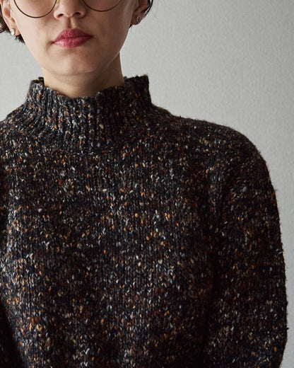 【SIZE S-M】90s agnès b. homme  Nep Melange Mock Neck Sweater / Charcoal