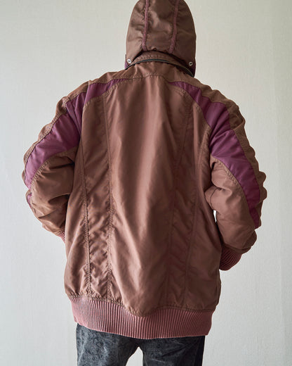 【SIZE M-L】00s DIESEL Multi-Zip Curved Bomber Jacket / Brown Purple