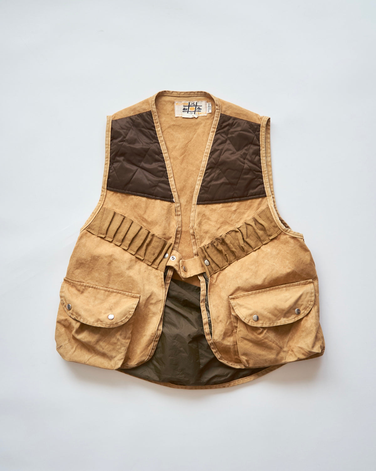 【SIZE M】70s US Cotton Duck Quilted-Yoke Hunting Vest / Tan