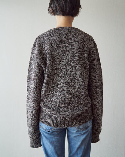 【SIZE S-M】90s agnès b. homme Melange Wool V-Neck Knit / Brown x Ecru