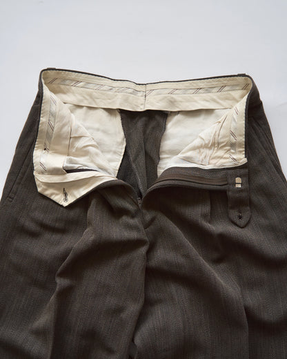 【Size S】 80-90s Italy Light Wool 3Tuck Summer Trousers / Brown