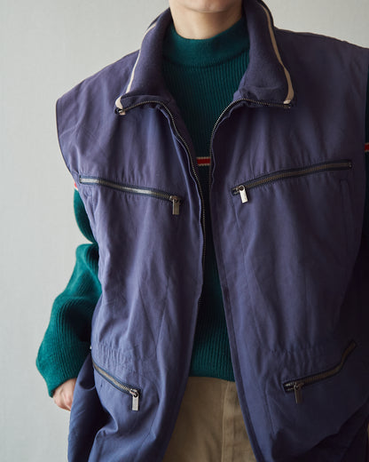 【SIZE M-L】ALLEGRI Nylon Multi-Pocket Utility Vest / Sun-Faded Navy