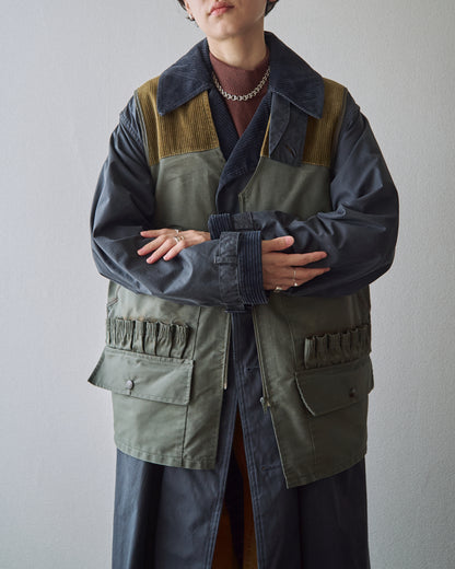 【SIZE M】70’s French Corduroy-Yoke Multi-Pocket Hunthing Vest / Olive