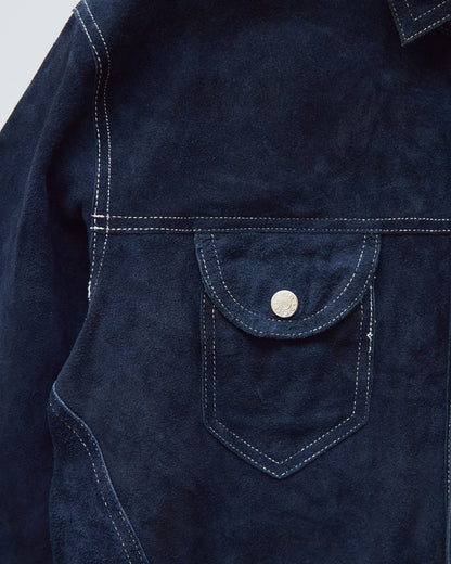 【SIZE L】90s-00s DIESEL Suede Reversible Trucker Jacket / Navy