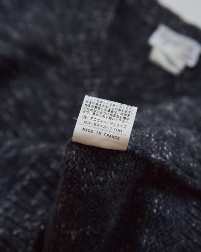 【SIZE S-M】90s agnès b. WOOL MELANGE V-NECK KNIT / Charcoal