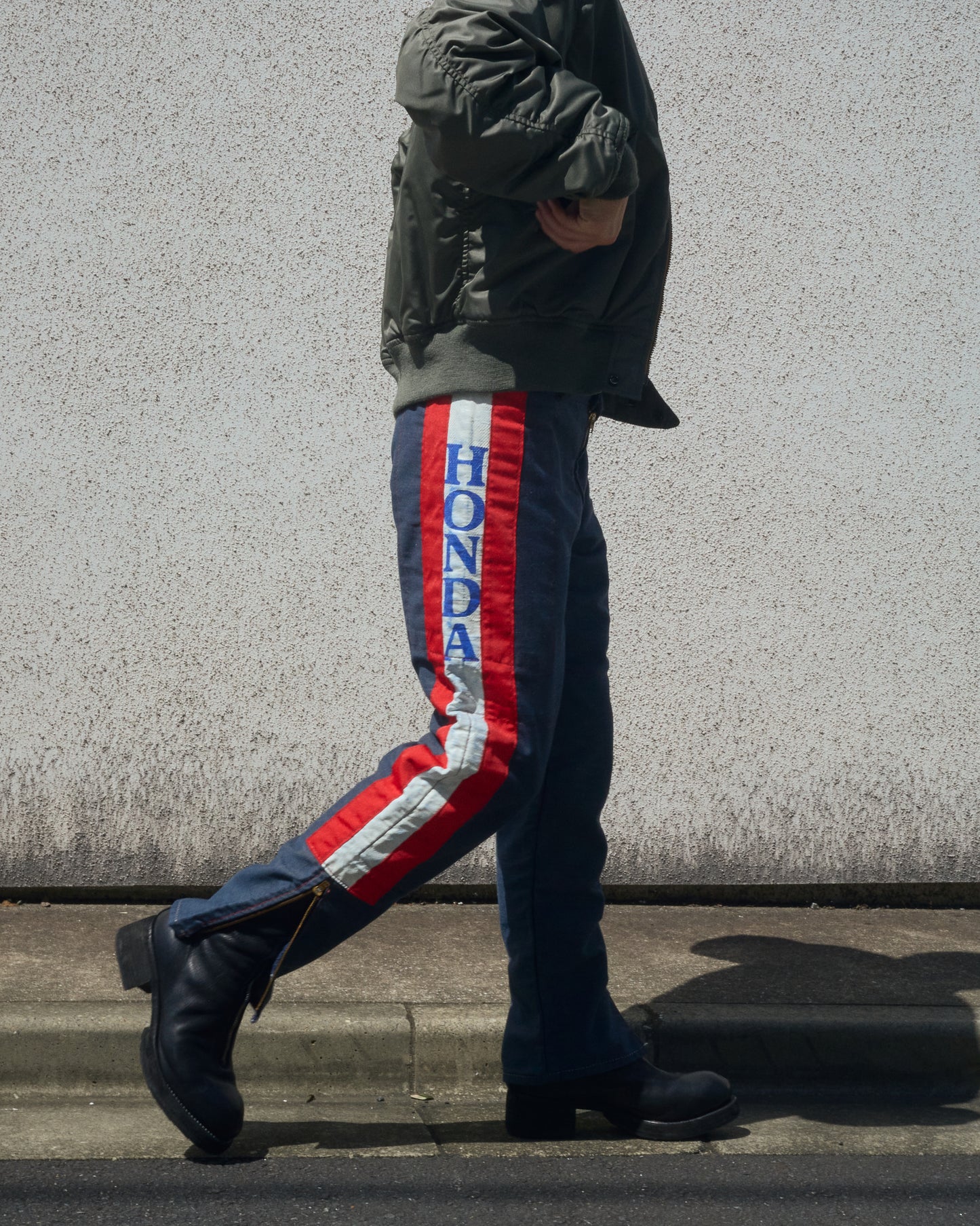 ~70s HONDA Motocross Racing Denim Pants / Painted Outseam Stripe