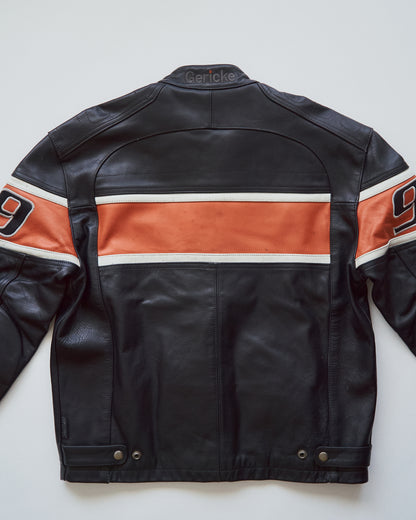 【SIZE S-M】80-90s HEIN GERICKE Colorblock Leather Racing Jacket / Black Orange