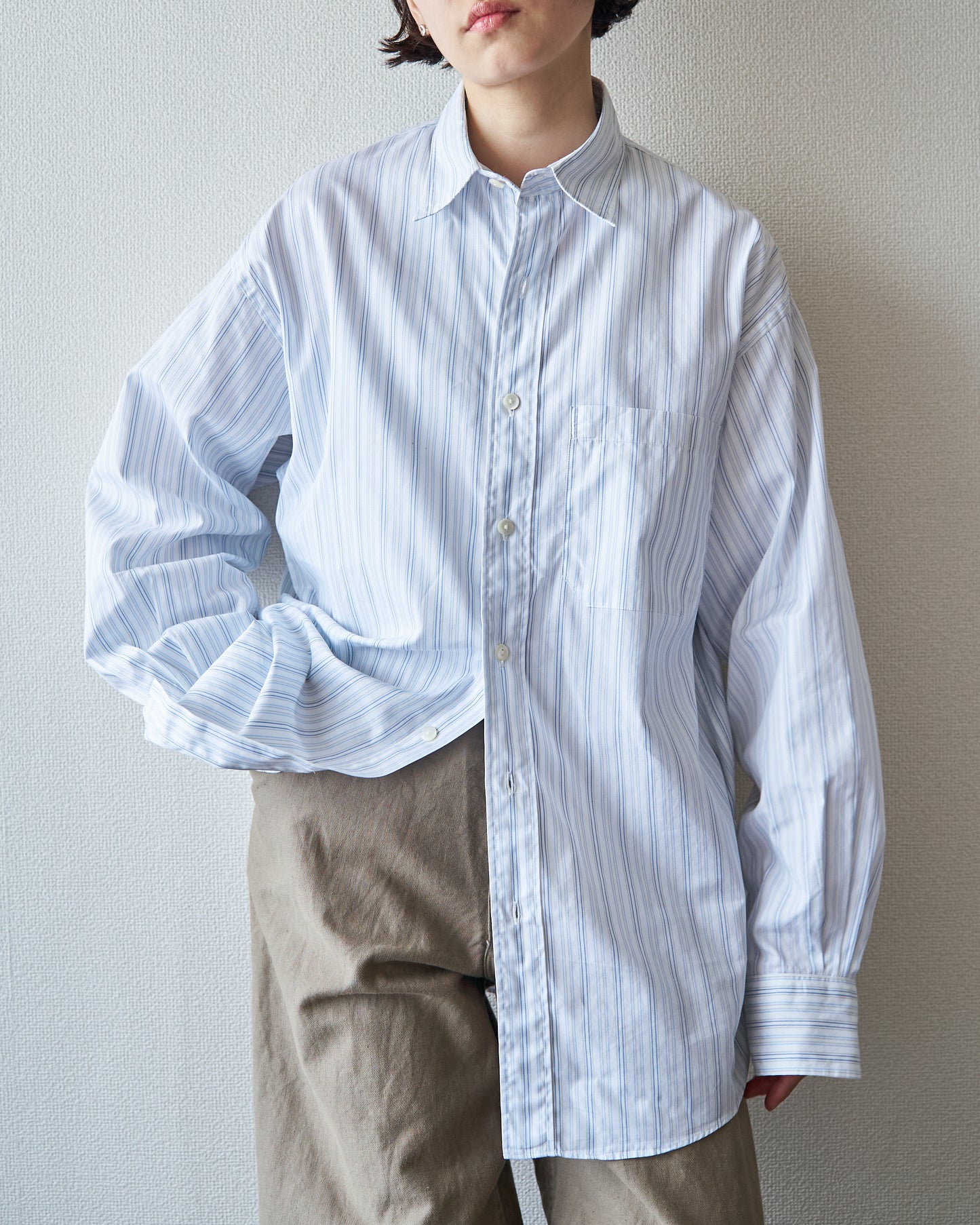 90’s~00s KENZO  Cotton Multi Stripe Casual Shirt  / Blue × White
