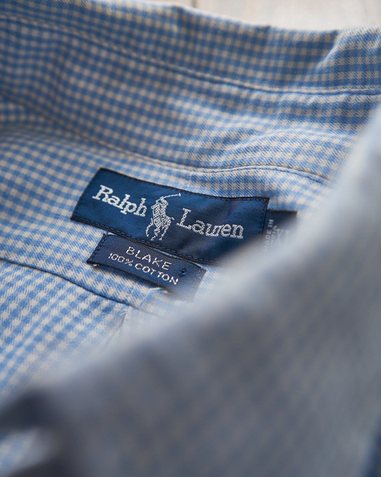 90-00's RALPH LAUREN "BLAKE" Cotton Twill Gingham BD Shirt / Blue × White