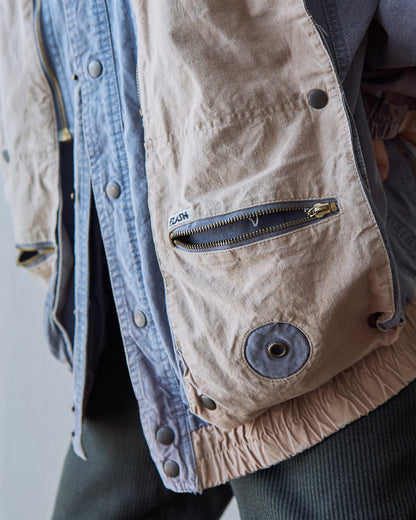 【SIZE M-L】80-90s FLASH Cotton Twill Detachable Multi-Pocket Bomber Jacket / Grey Beige