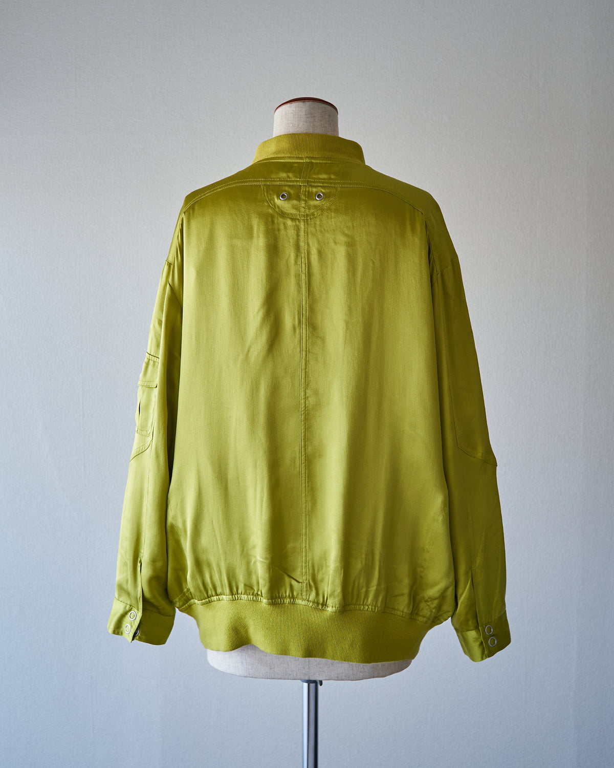 【SIZE S-M】2010s CHICO'S DESIGN Silk Satin MA-1 Bomber / Chartreuse Yellow