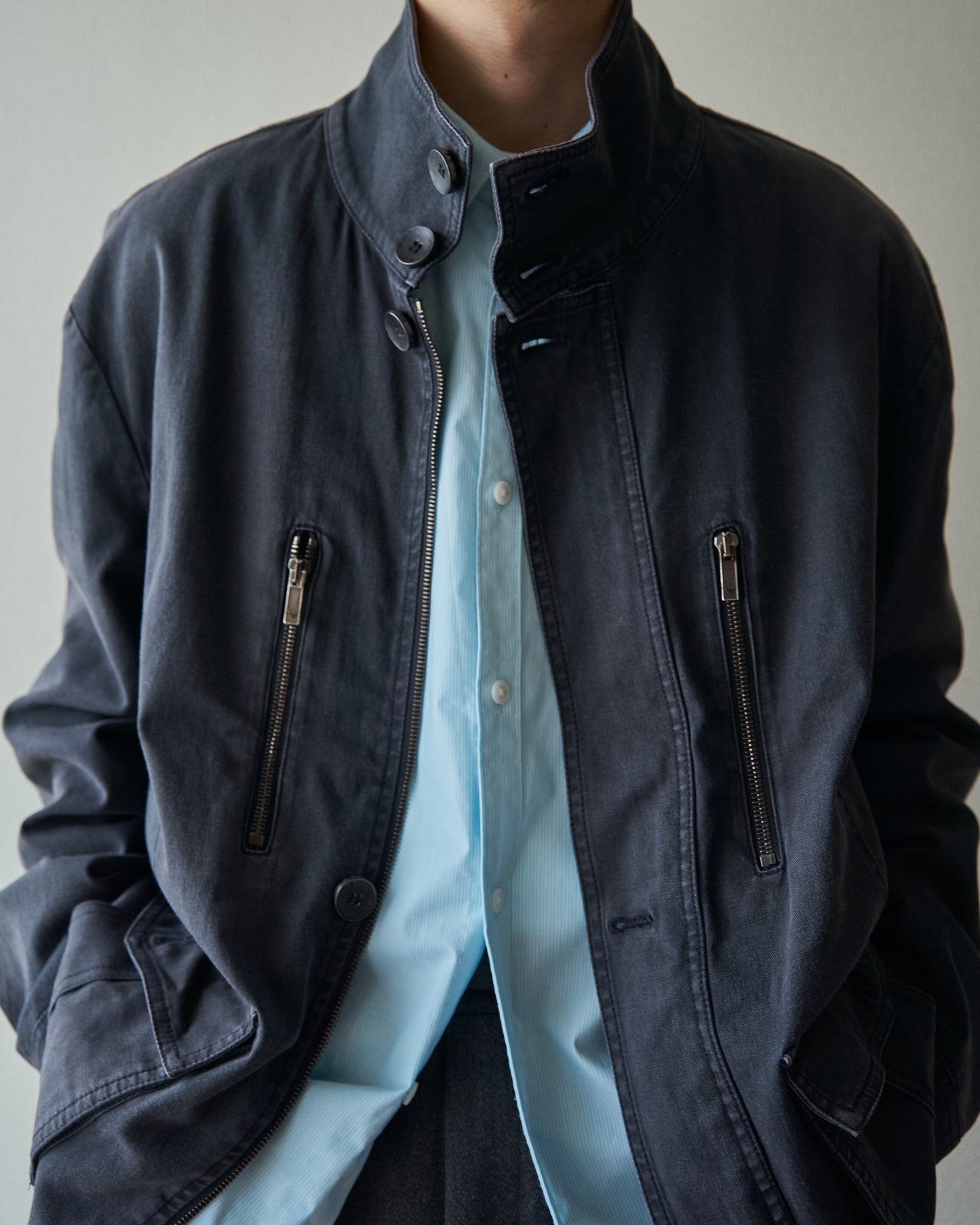 2010s EMPORIO ARMANI JOSH LINE Washed Cotton Deconstructed Blouson / Faded Navy