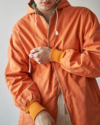 【SIZE S】70s Reversible Cotton Op-Art Geometric Print Ski Parka / Orange Multi