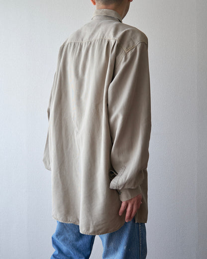 【SIZE L】-00s ERMENEGILDO ZEGNA Cotton Rayon Hairline-Striped Shirt / Beige