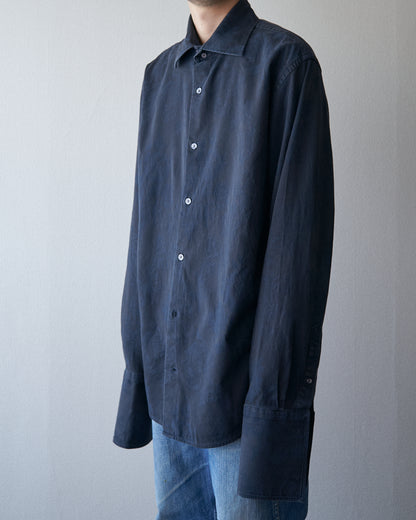 【Size L】〜00's BANANA REPUBLIC Botanical Jacquard Cotton Shirt / Black