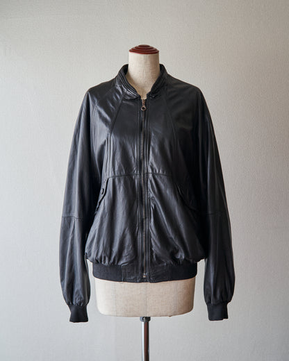 【Size M】80s-90s GIMO’S Lambskin Leather Raglan Sleeve Blouson / Black