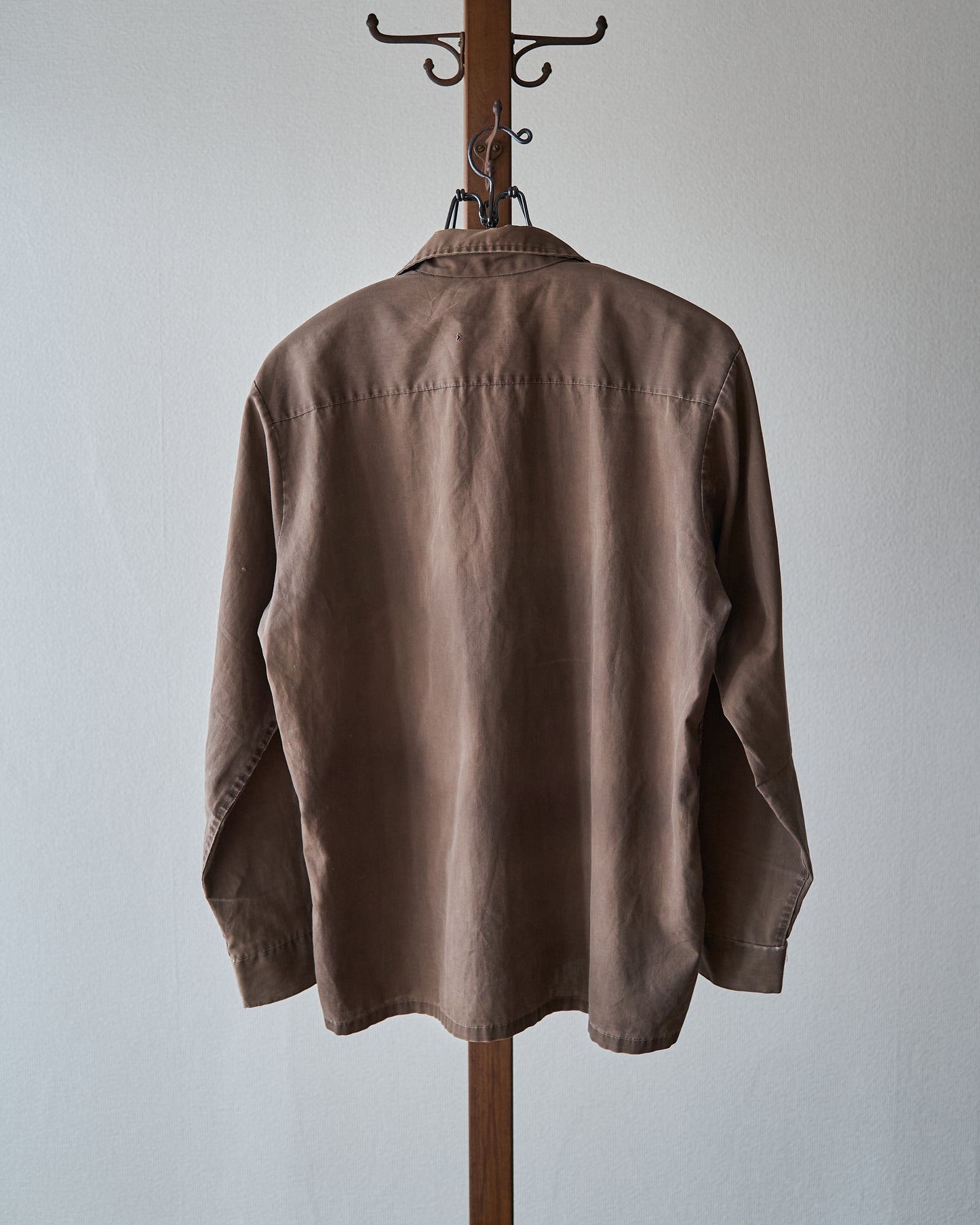【Size S-M】 -60s BRENT  Chess Emblem Loop Collar Cotton Shirt / Brown
