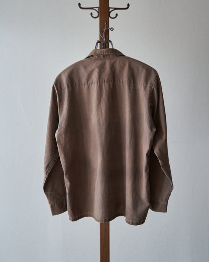 【Size S-M】 -60s BRENT  Chess Emblem Loop Collar Cotton Shirt / Brown