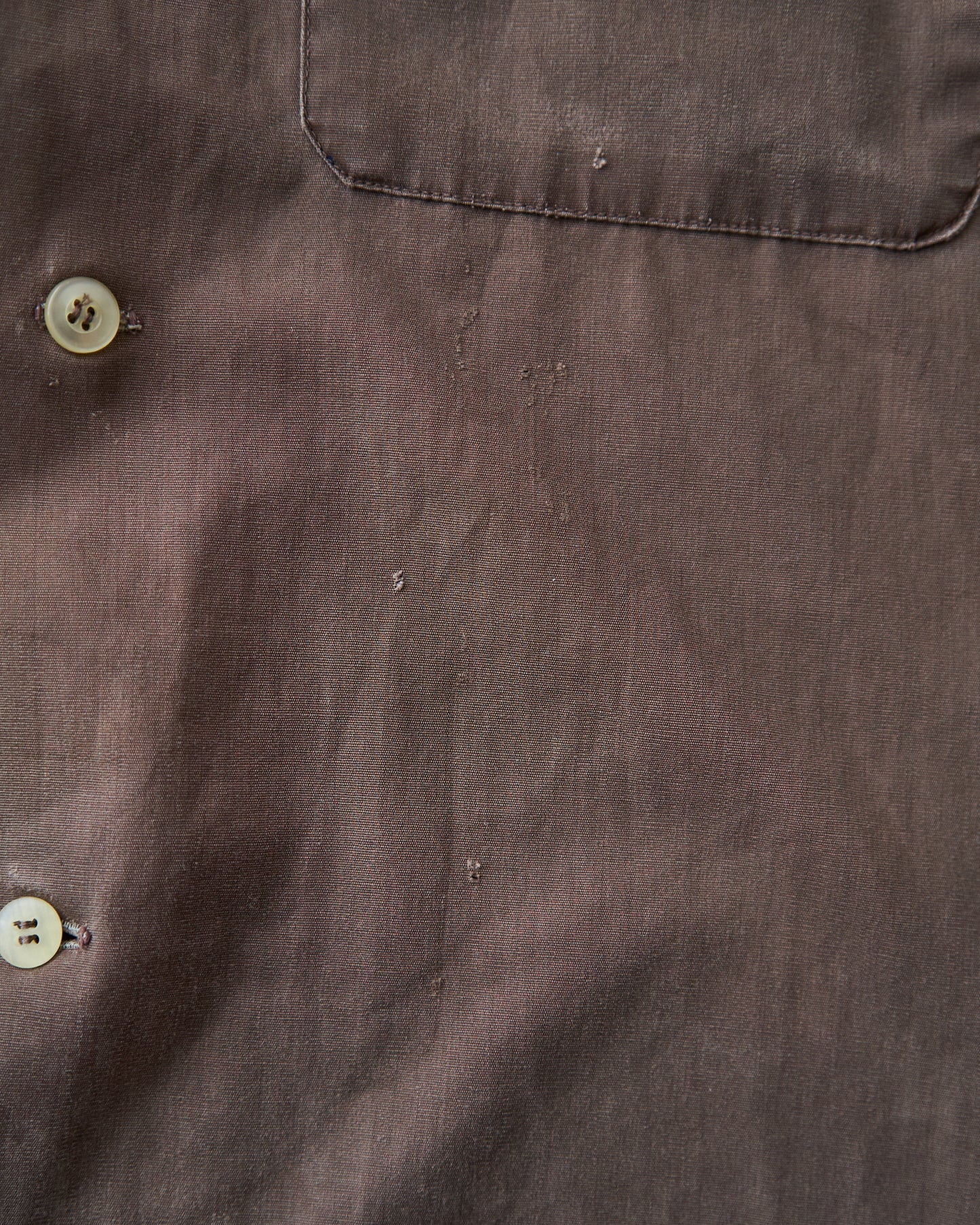 【Size S-M】 -60s BRENT  Chess Emblem Loop Collar Cotton Shirt / Brown