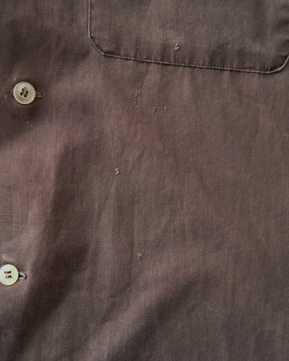 【Size S-M】 -60s BRENT  Chess Emblem Loop Collar Cotton Shirt / Brown