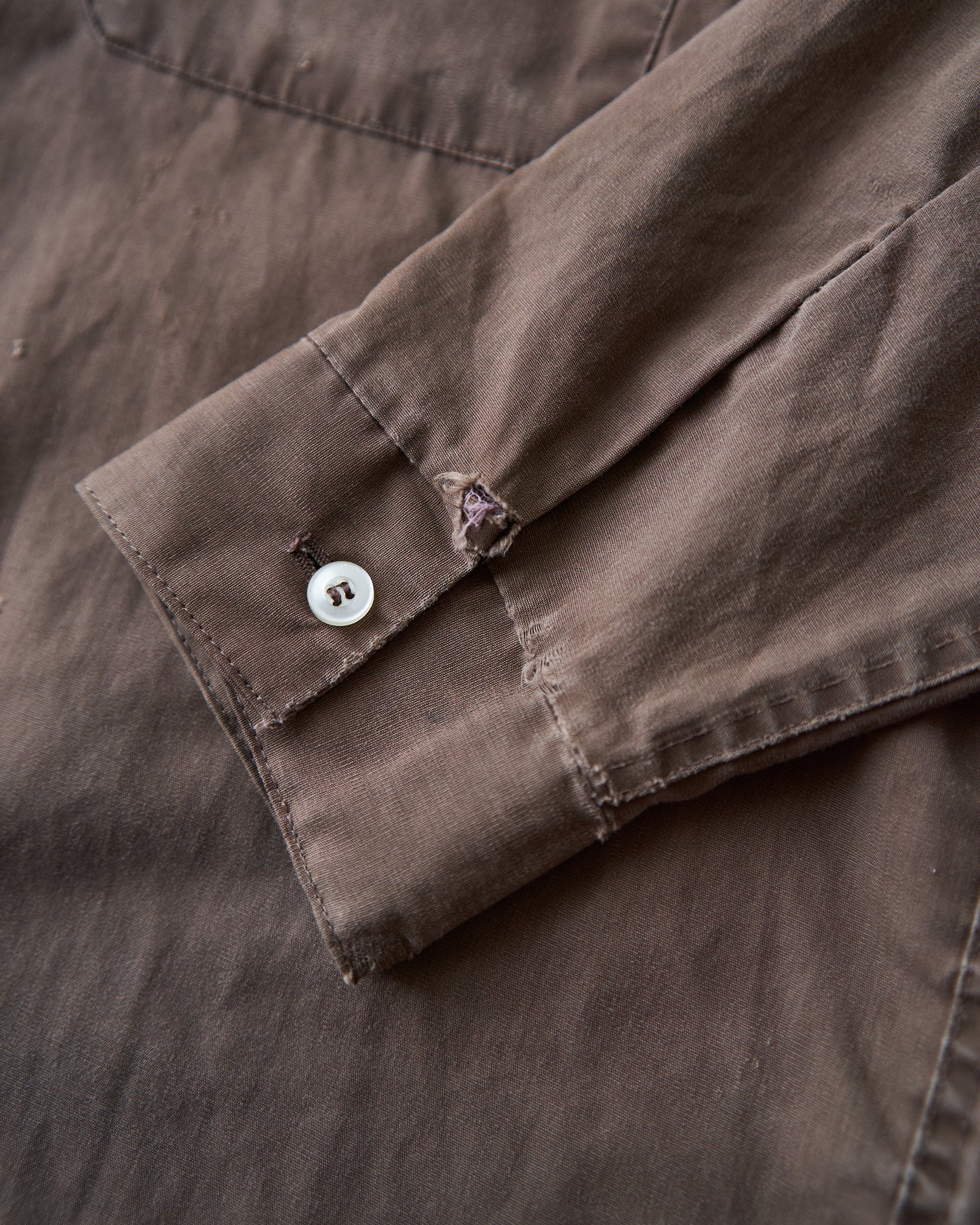 【Size S-M】 -60s BRENT  Chess Emblem Loop Collar Cotton Shirt / Brown