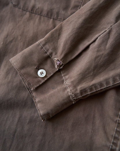 【Size S-M】 -60s BRENT  Chess Emblem Loop Collar Cotton Shirt / Brown