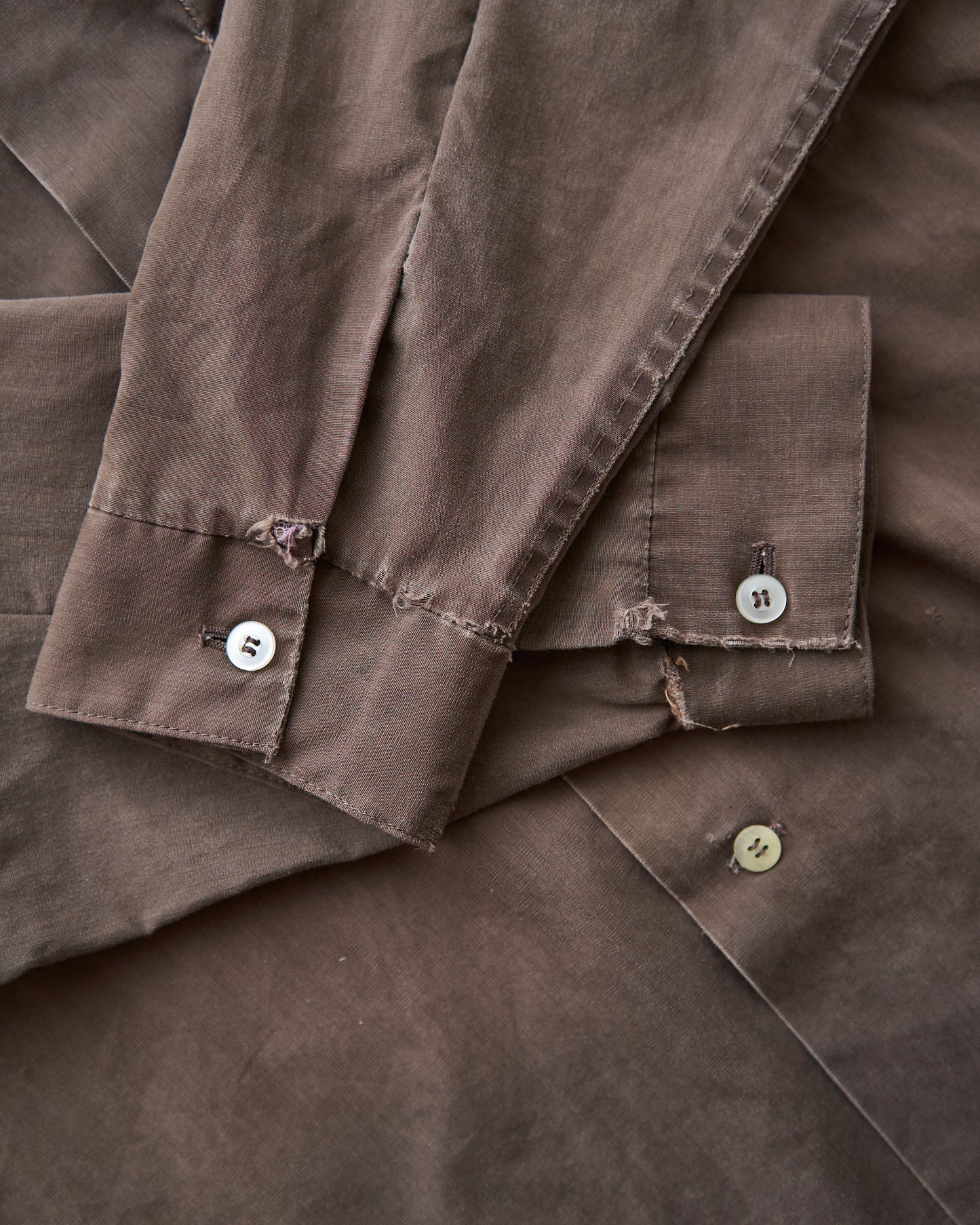【Size S-M】 -60s BRENT  Chess Emblem Loop Collar Cotton Shirt / Brown