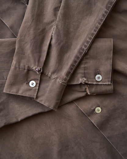 【Size S-M】 -60s BRENT  Chess Emblem Loop Collar Cotton Shirt / Brown