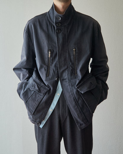 【Size L】2010s EMPORIO ARMANI JOSH LINE Washed Cotton Deconstructed Blouson / Faded Navy