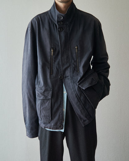 【Size L】2010s EMPORIO ARMANI JOSH LINE Washed Cotton Deconstructed Blouson / Faded Navy