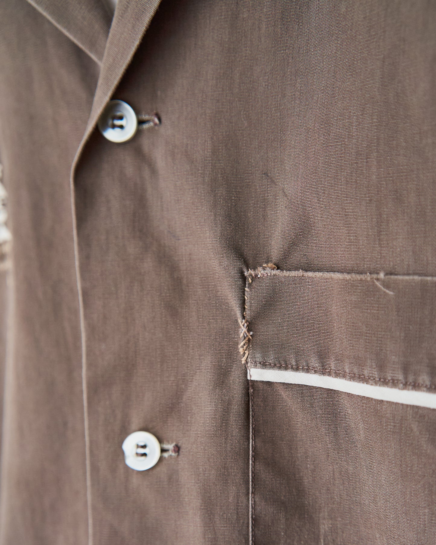 【Size S-M】 -60s BRENT  Chess Emblem Loop Collar Cotton Shirt / Brown