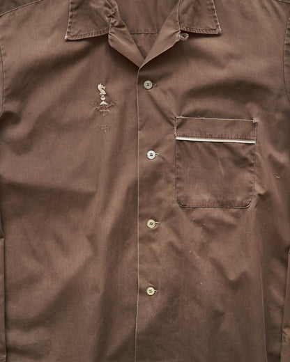 【Size S-M】 -60s BRENT  Chess Emblem Loop Collar Cotton Shirt / Brown