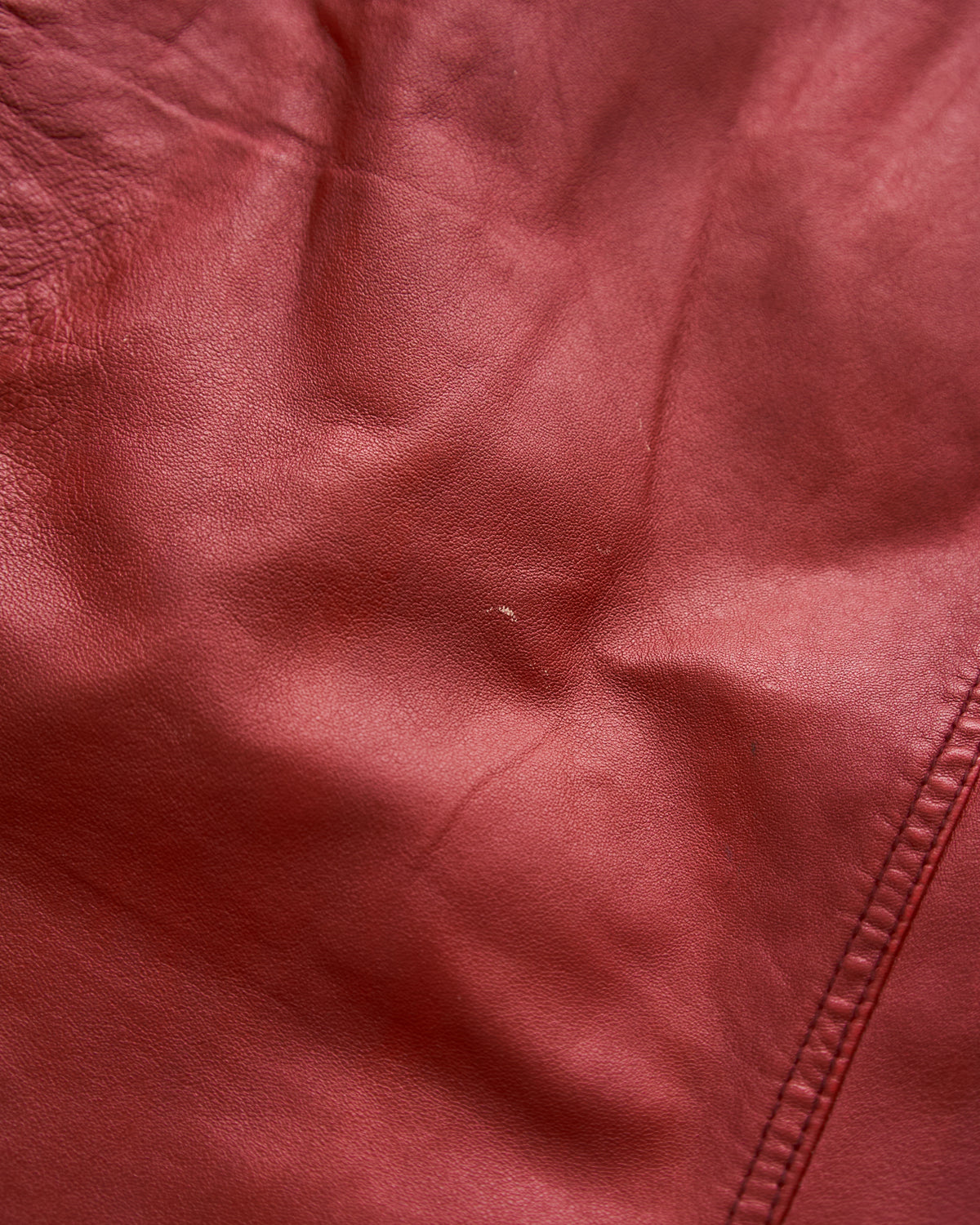 【SIZE S-M】2000s-2010s ARMANI JEANS Sheepskin Leather Trucker Jacket / Red