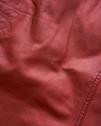 【SIZE S-M】2000s-2010s ARMANI JEANS Sheepskin Leather Trucker Jacket / Red