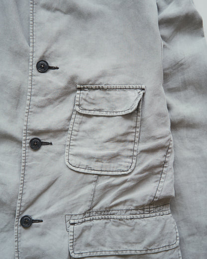 【SIZE : M-L】 ARMANI JEANS Garment-Dyed Linen Field Jacket / Light Grey