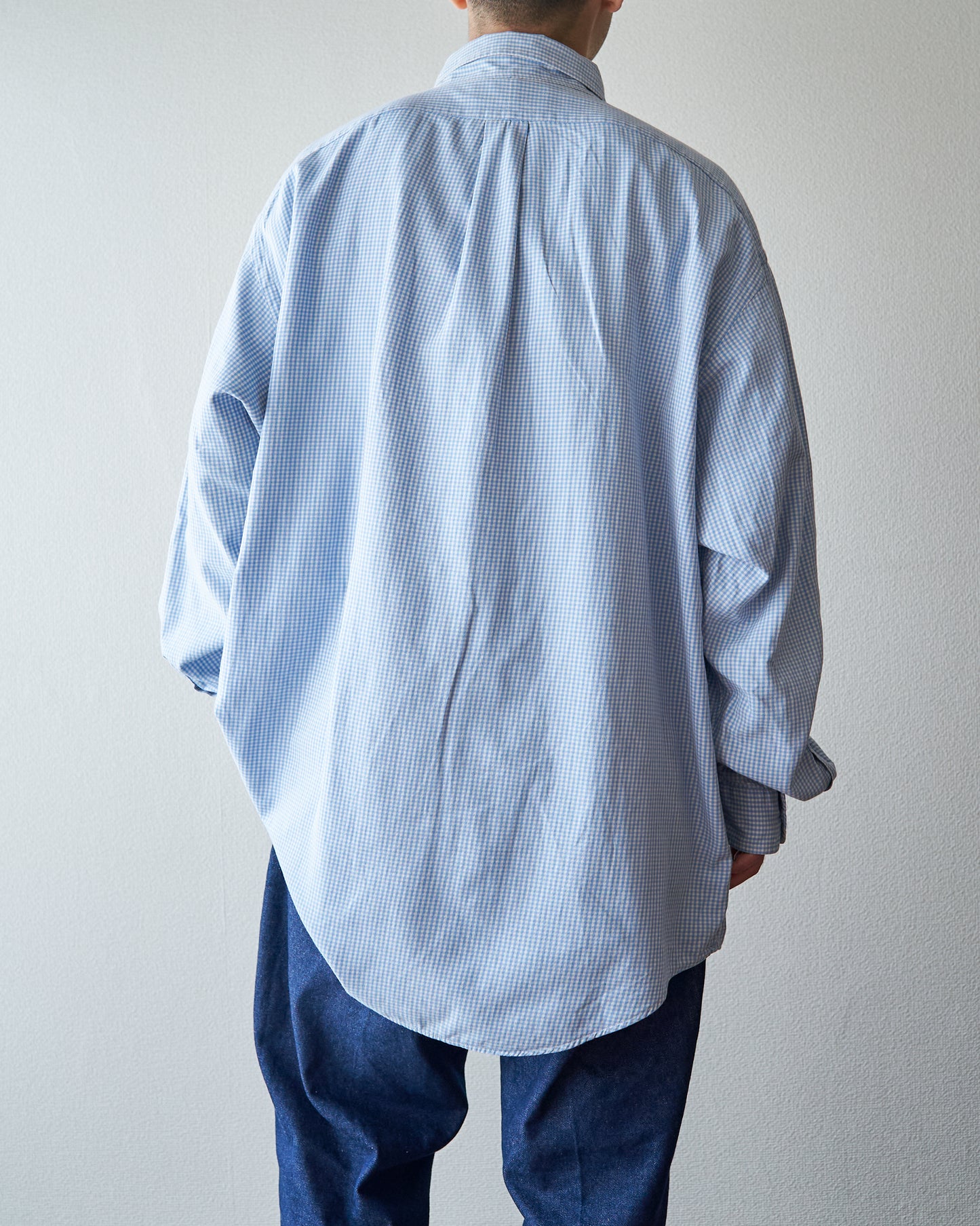 90-00's RALPH LAUREN "BLAKE" Cotton Twill Gingham BD Shirt / Blue × White