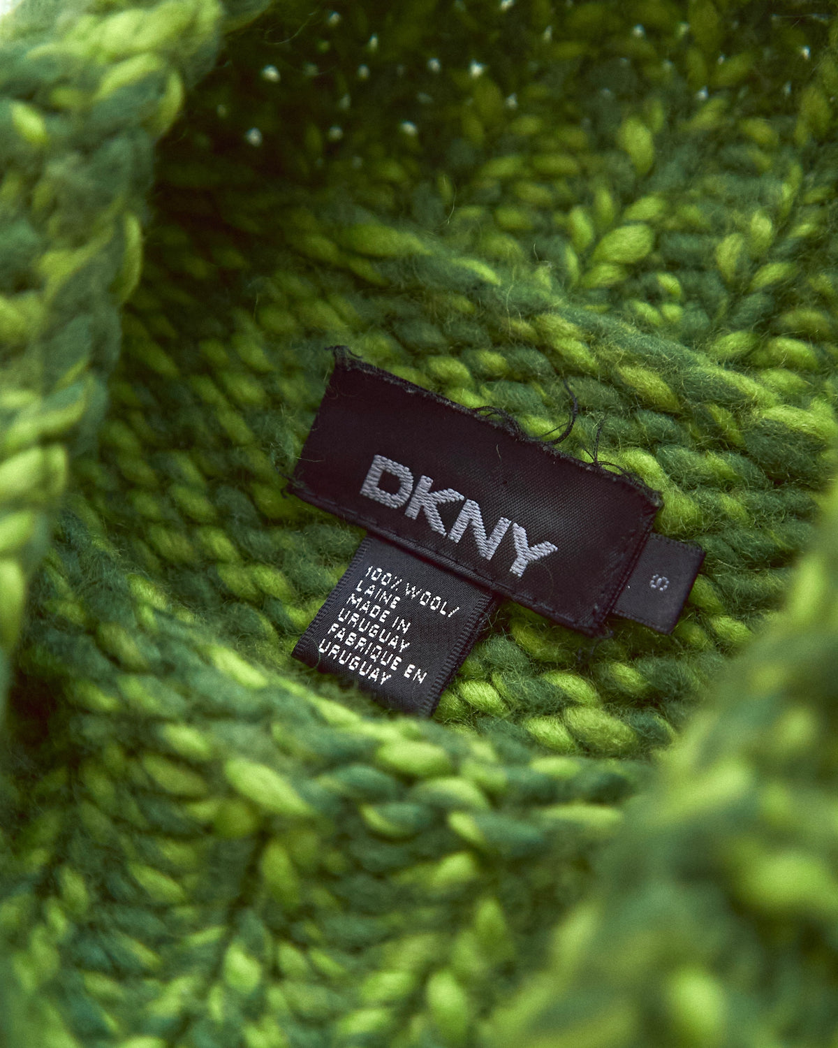 【SIZE S-M】 -00s DKNY  Wool Mock Neck Sweater / Green Melange