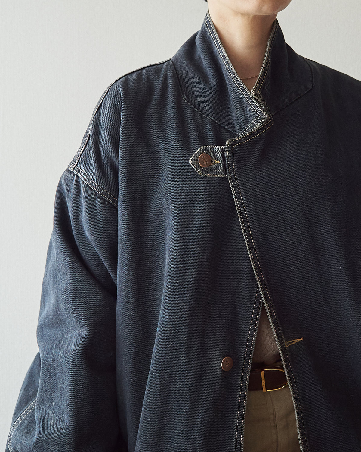 【SIZE L】-90s MISSONI SPORT Overdyed Denim Chore Coat / Black
