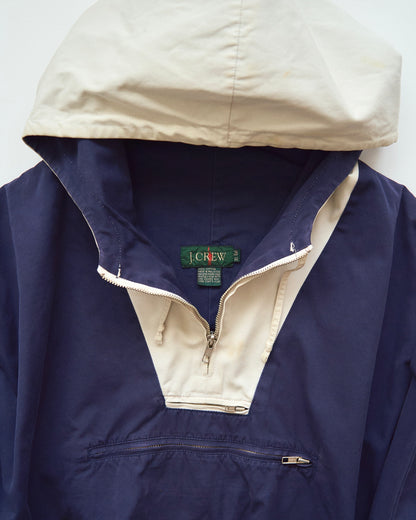 【SIZE XL】90's J.CREW Cotton Two-Tone Pullover Anorak / Navy x Ivory